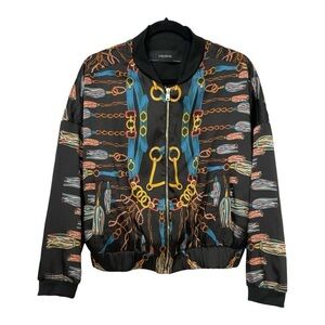 ZARA Chain Print Bomber Jacket L Bloggers' Fave!